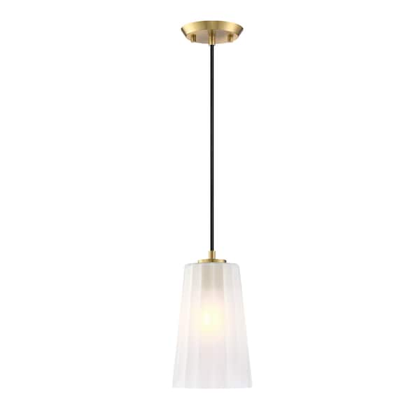 Designers Fountain Liana 60 Watt 1-Light Brushed Gold Glam Pendant Light with Etched Glass Shade D328M-6PB-BG - main